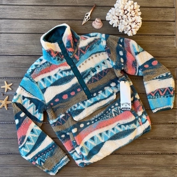 🌴🔆BILLABONG- SWITCH BACK JACKET FLEECE JACKET SWEATER PULL OVER🔆🌴 - Picture 7 of 10